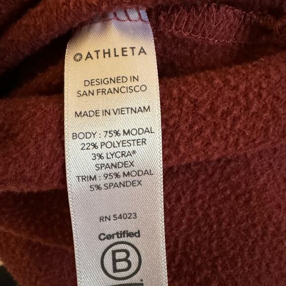Athleta Coaster Luxe Pullover Sweatshirt Oversized Size XS Color: Maroon Red - Picture 9 of 9